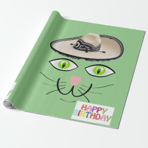 Presente Feliz Aniversário Enrolando Papel de Gata Aniversá