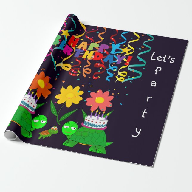 Presente Feliz Aniversário Enrolando Tartarugas de Papel (Desenrolado)