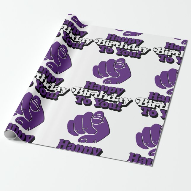 Presente Feliz Aniversário Para Você Papel De Molho Roxo (Desenrolado)