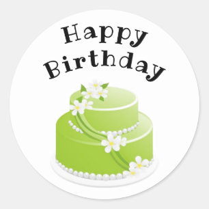 Presente feliz de aniversário e adesivos de cartão