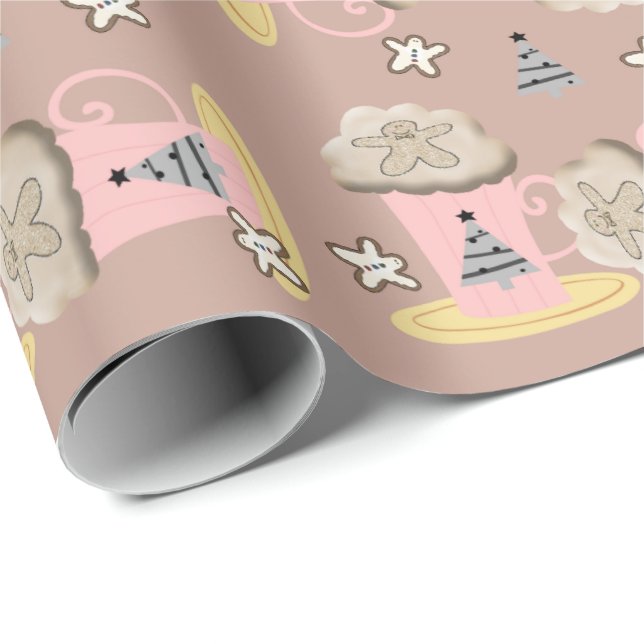 Presente Feliz Natal - Papel de enrolamento de Cappucccino  (Ponta do rolo)