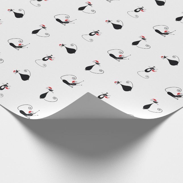 Presente Feliz Natal - Papel de Natal de Gatinho com tampas (Ponta)