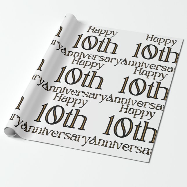 Presente Feliz papel de enrolar do 10º aniversário (Desenrolado)