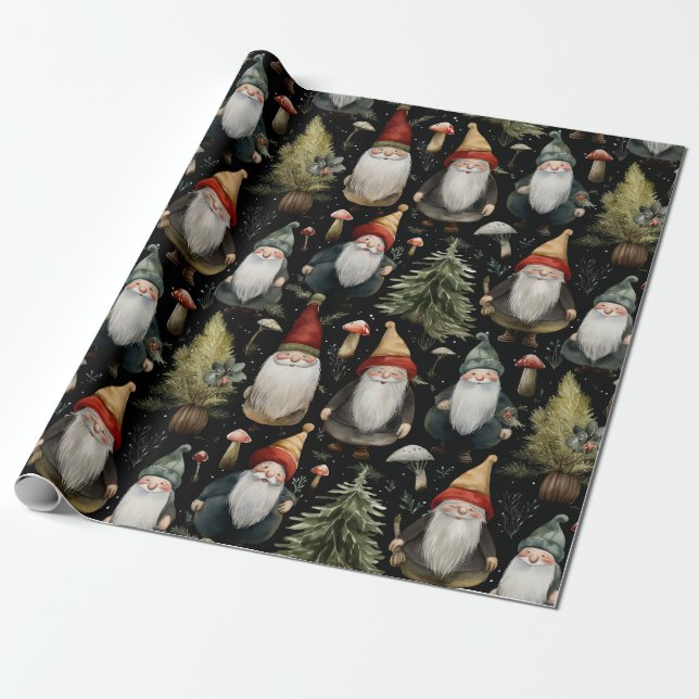 Presente Feliz Papel de Moldagem dos Gnomos de Natal da Woo (Desenrolado)