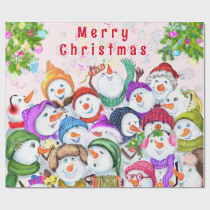 Presente Feliz Snowmans Papel de Molho de Natal