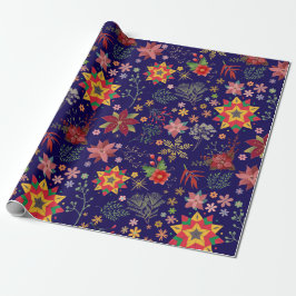 Presente Festivo Floral Natal - Papel de enrolamento de fes