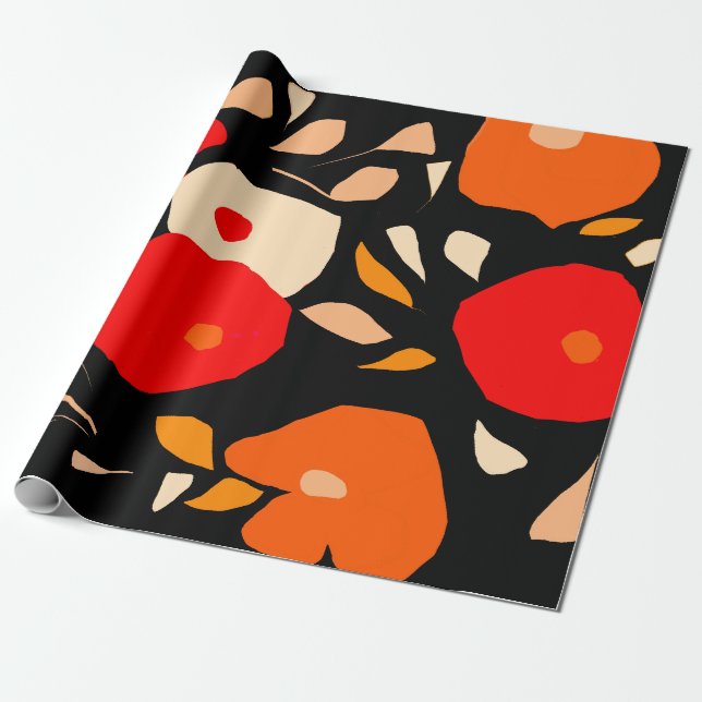 Presente Fiery color papel de embalagem botânica (Desenrolado)