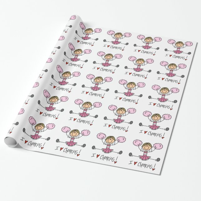 Presente Figura cor-de-rosa papel da vara de envolvimento (Desenrolado)