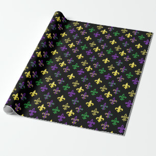Presente Fleur de Lis Miçangas - Papel de enrolamento preto