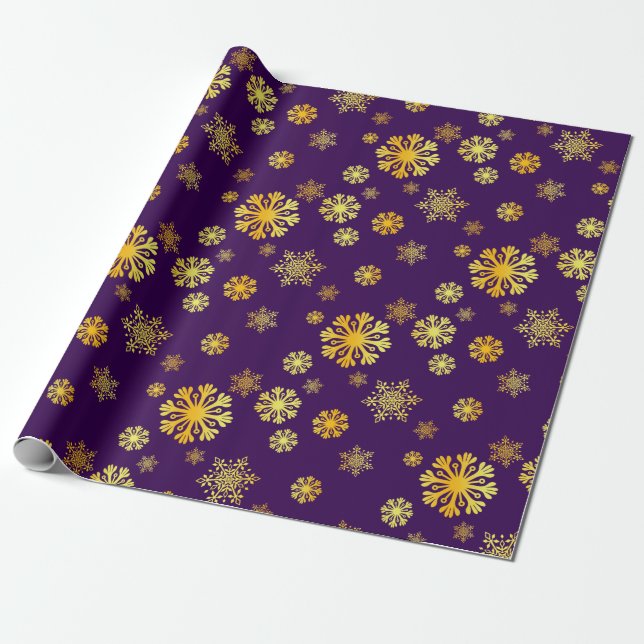 Presente Flocos de neve de ouro Elegante - Papel de enrolam (Desenrolado)