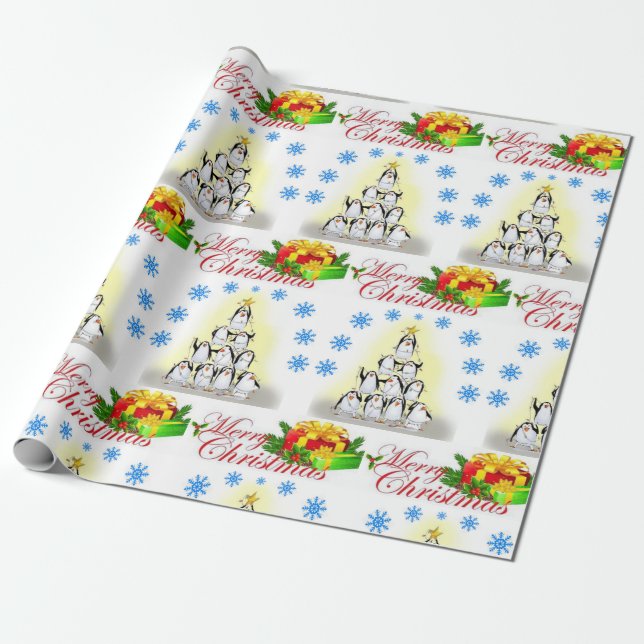 Presente Flocos de neve de papel pinguim para moldagem de N (Desenrolado)