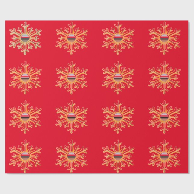 Presente Flocos de neve Dourados no papel de enrolamento ve (Aberto)