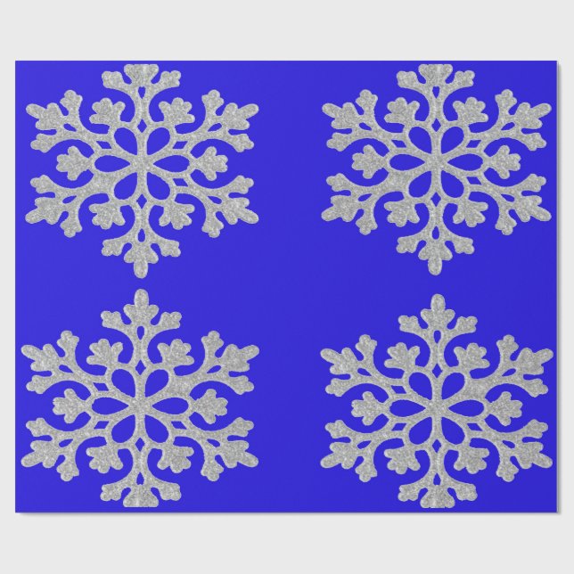 Presente Flocos de neve em papel de enrolamento azul (Aberto)