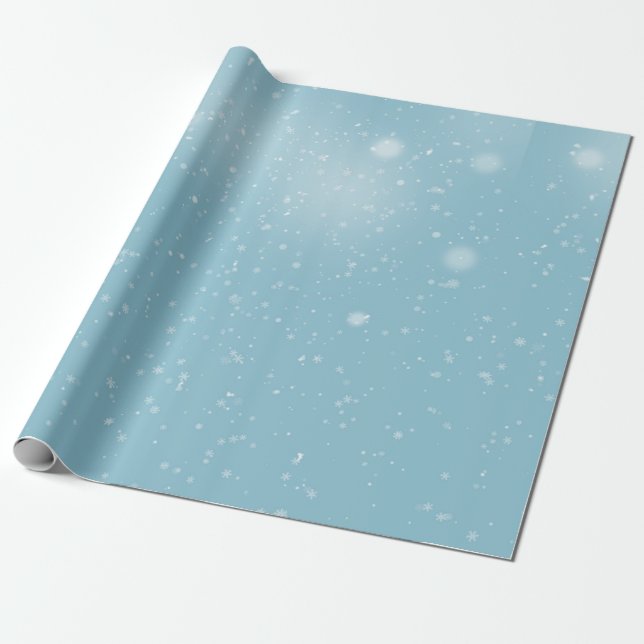 Presente Flocos de neve em papel de ondulação do céu azul (Desenrolado)