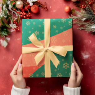 Presente Flocos de neve festivos em papel de enrolamento ve