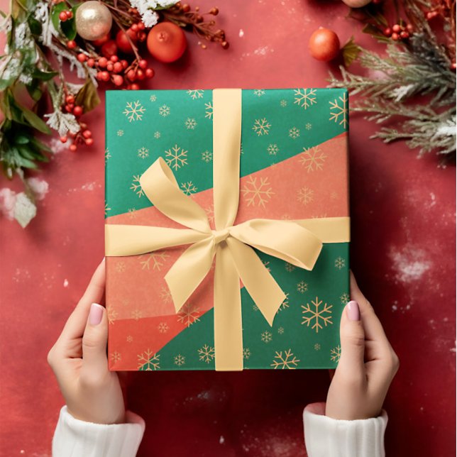 Presente Flocos de neve festivos em papel de enrolamento ve (Criador carregado)