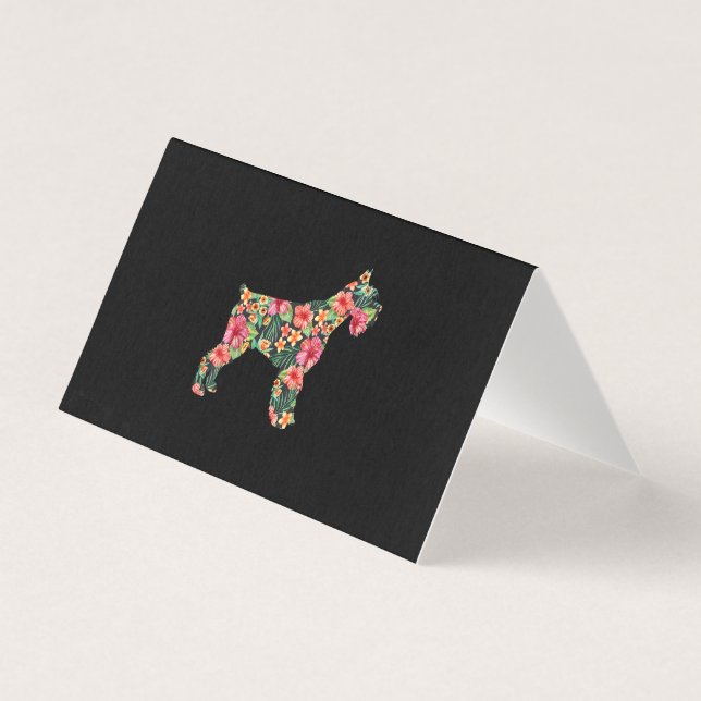 Presente Floral Silhueta de Cachorro Engraçado Flo (Frente)