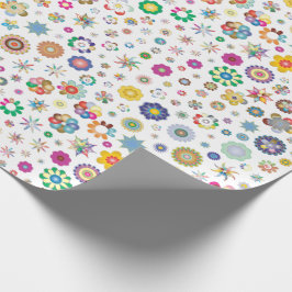 Presente Flores bonito - papel de embalagem colorido
