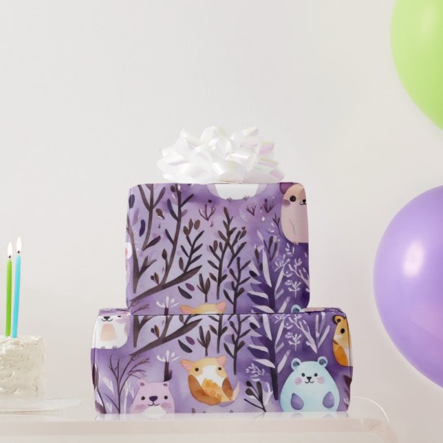 Presente Flores cegas abrigam animais árvores Papel de enro (Presentes para festas)