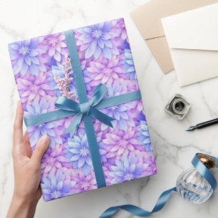 Presente Flores cor-de-rosa e azuis Molhando cores de papel