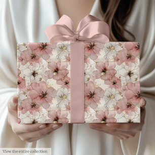 Presente Flores cor-de-rosa elegantes e papel de aniversári