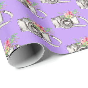 Presente Flores e câmeras em papel de ondulação