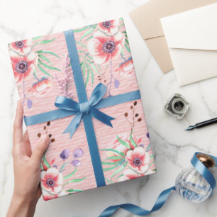 Presente Flores Rosa Bege em um Papel de Textura Áspera Pês