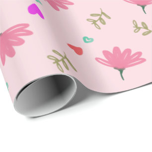 Presente Flores Rosa Com Papel De Enrolamento