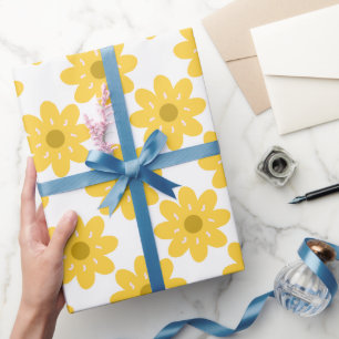 Presente Folha amarela, papel de retro floral