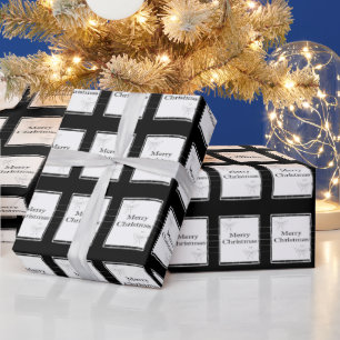 Presente Folha de Natal feliz Papel preto e branco