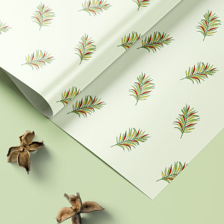 Presente Folhas de Palma Tropicais Coloridas Papel de Enrol