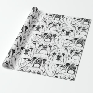 Presente Folhas de Papel de Embalagem Sem Costura Bulldog