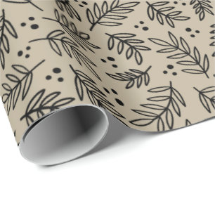 Presente Folhas e pontos Papel de enrolamento neutro modern