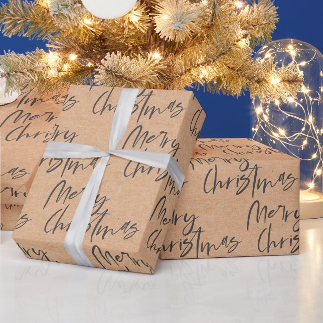 Presente Fonte de Script Preto de Papel Kraft Fofinho Natal (Feriados)