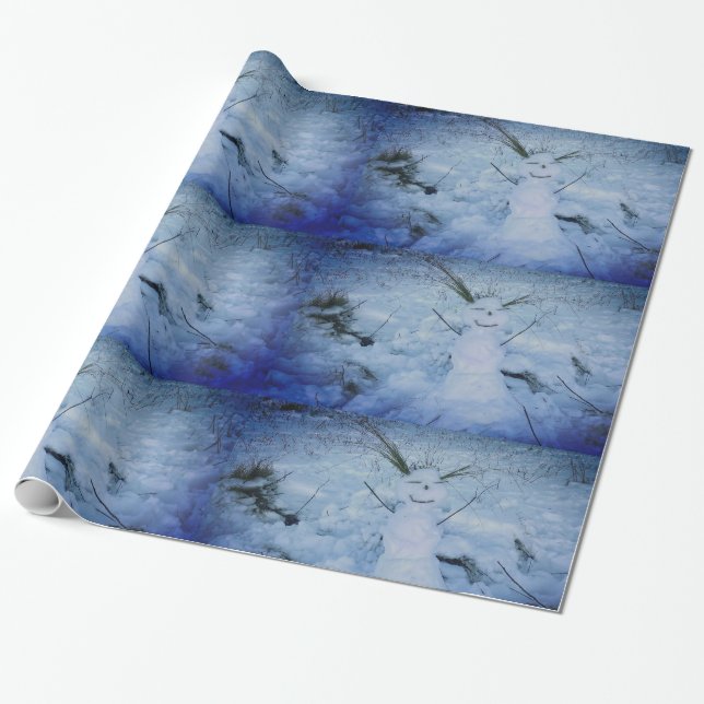 Presente Foto de Snowman Papel Brilhante (Desenrolado)