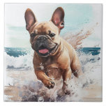 Presente Francês para Bulldog<br><div class="desc">O Bulldog Francês na praia é um excelente extra para a sala de estar,  cozinha ou excelente. Arte original de Nicole.</div>