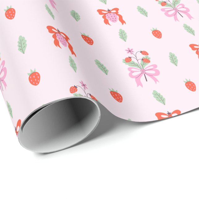 Presente Fruity Strawberry Arco Papel para enrolamento de p (Ponta do rolo)