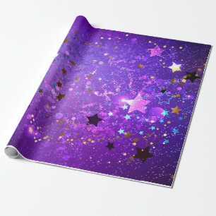Presente Fundo de papel alumínio roxo com estrelas