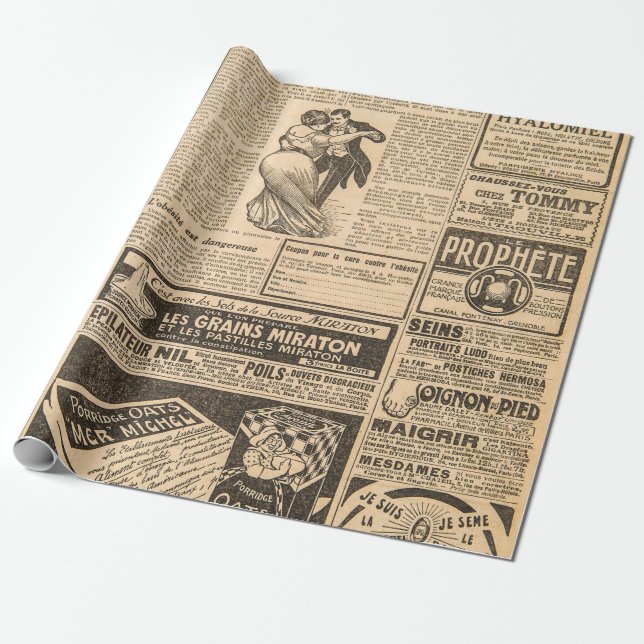 Presente Fundo de papel usado. Páginas de jornal antigas co (Desenrolado)