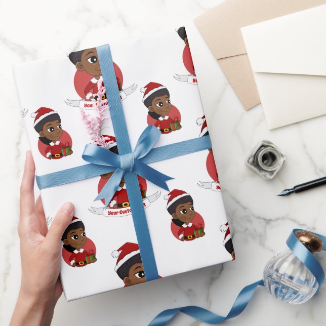 Presente Garota de Natal com um Papel de Moldagem Afro (Presentear)