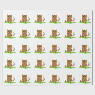 Presente Gato de laranja-bonito em papel de enrolamento ver