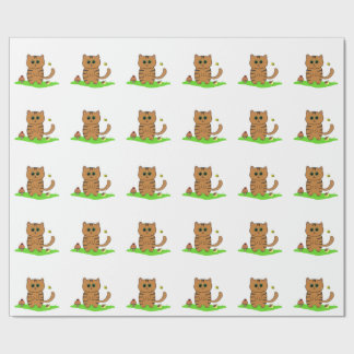 Presente Gato de laranja-bonito em papel de enrolamento ver