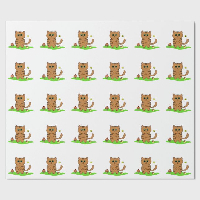 Presente Gato de laranja-bonito em papel de enrolamento ver (Barra)