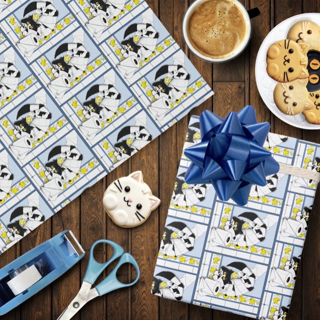Presente Gato Tuxedo Brincalhão Caos de Papel Higiênico Azu (Criador carregado)