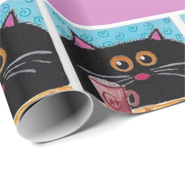 Presente Gato Whimsical de Papel de Enrolamento brilhante (Ponta do rolo)
