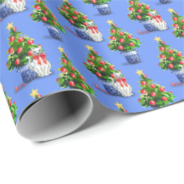 Presente Gatos Travessos Papel de Feriado
