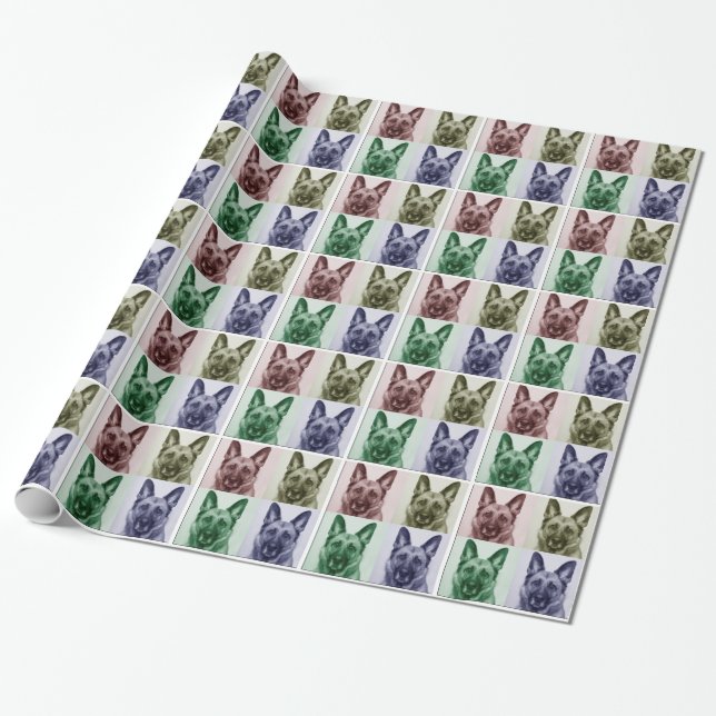 Presente German shepherd todo o papel de envolvimento da (Desenrolado)