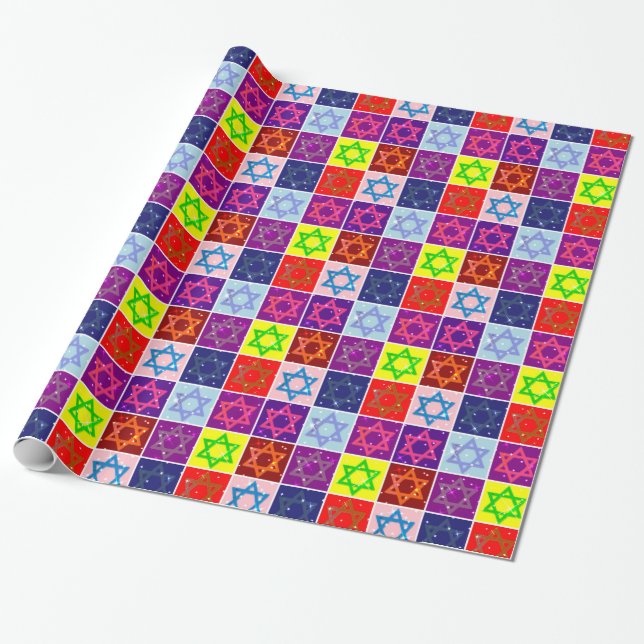Presente Giftwrap - estrelas judaicas - papel de (Desenrolado)