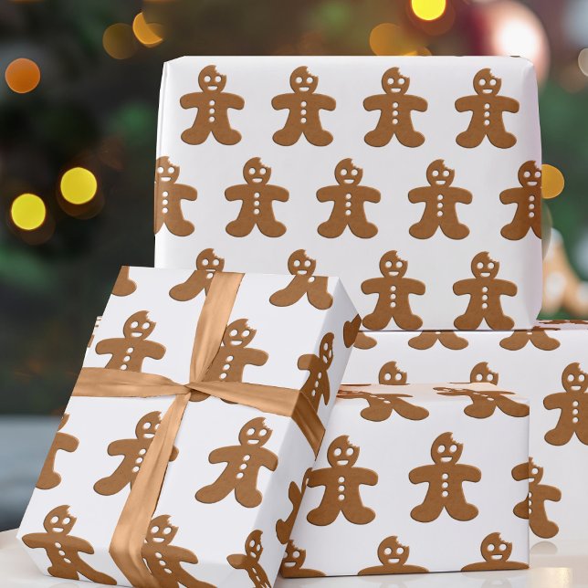Presente Gingercake Man Cookie Papel de moldagem de Natal (Fun and festive gingerbread men wrapping paper just for you)