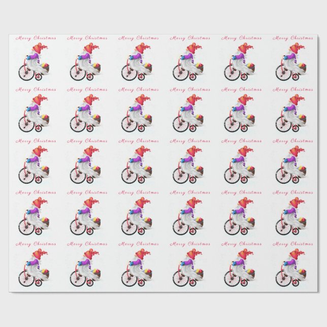 Presente Gnomo de papel de enrolamento de Natal com bicicle (Aberto)